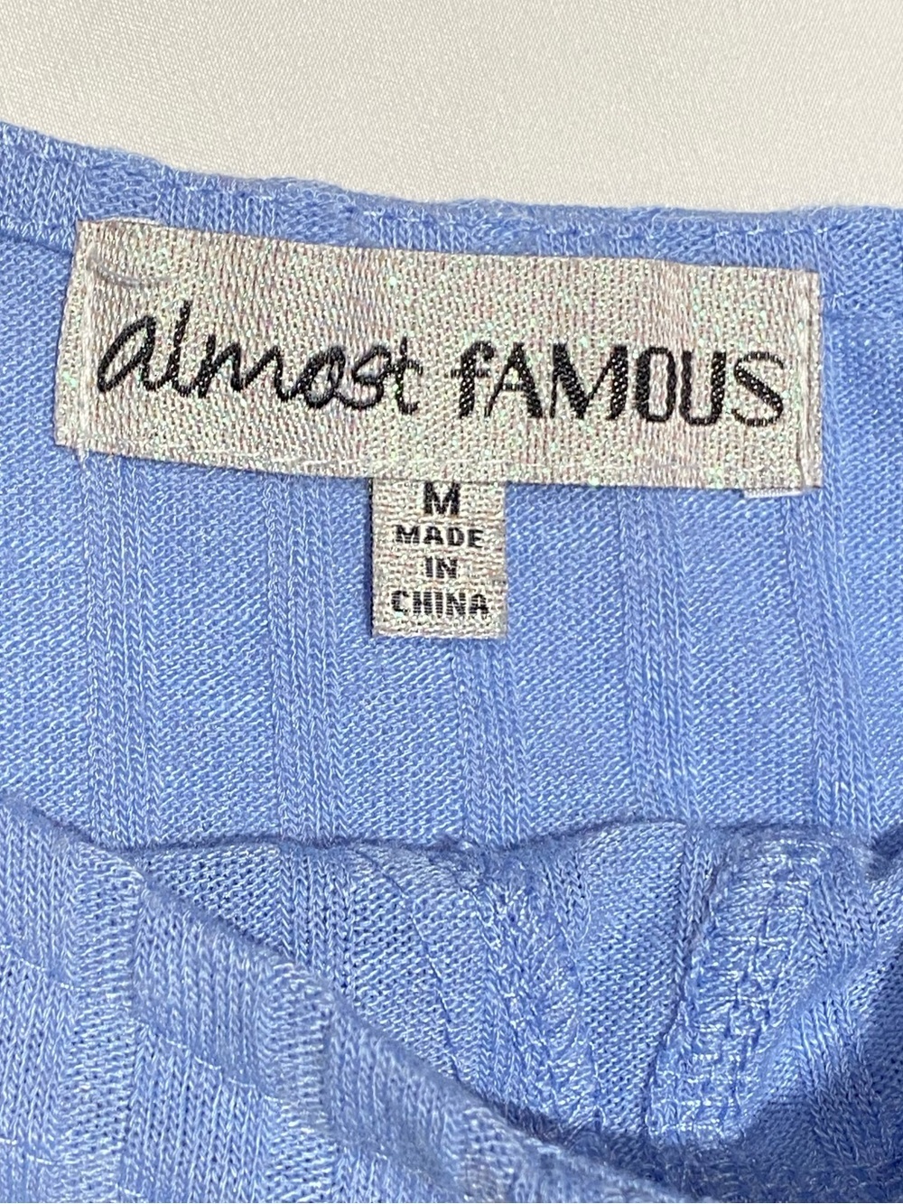 Almost Famous Light Blue Ribbed Crop Tank - Picture 2 of 5